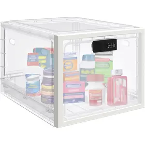 Large Medicine Lock Box for Safe Medication, Lockable Storage Box for Refrigerator/Snacks, Password-Protected Phone Lock Box for Home/Dorm/Office Lockers