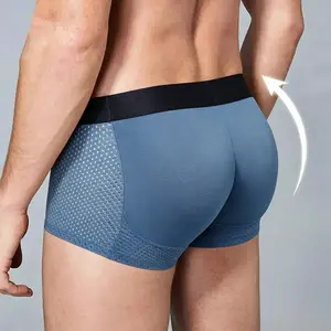 Underpants Body Shaper Mens Mesh Shapewear Boxer Briefs Mens Butt Padded Underwear with Butt Enhancing Pads