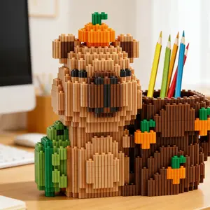 Capybara Building Block Toy, Stationery Storage Organizer, Desk Decor, Student Birthday Christmas Gift, Handmade Enthusiasts' Favorite