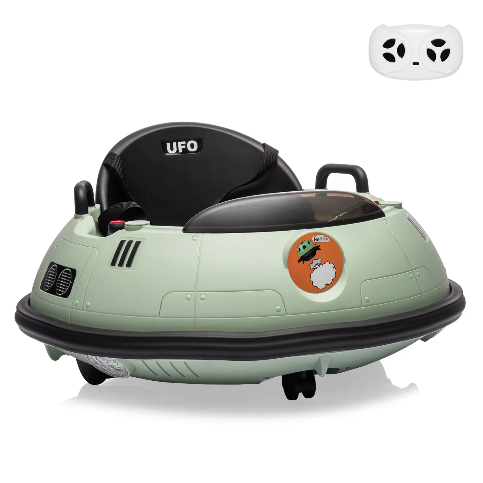 Gaomon 12V Battery-Powered Remote Control Bumper Car for 18+ Months Toddlers - 360-Degree Spin Wheels, LED Lights, Dual Joysticks, Safety Belt, Soft Anti-Collision Strips, Indoor Playtime Ride-On Toy