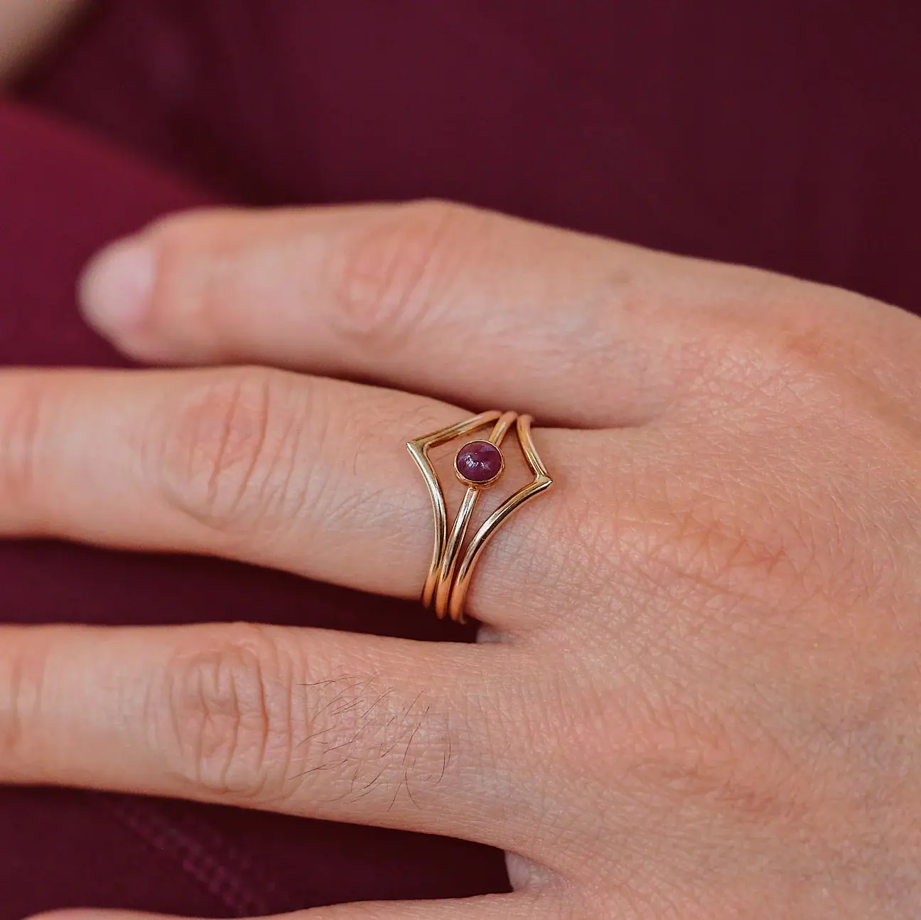 Ruby Ring | July Birth Month Crystal Rings | Natural Crystal Rings