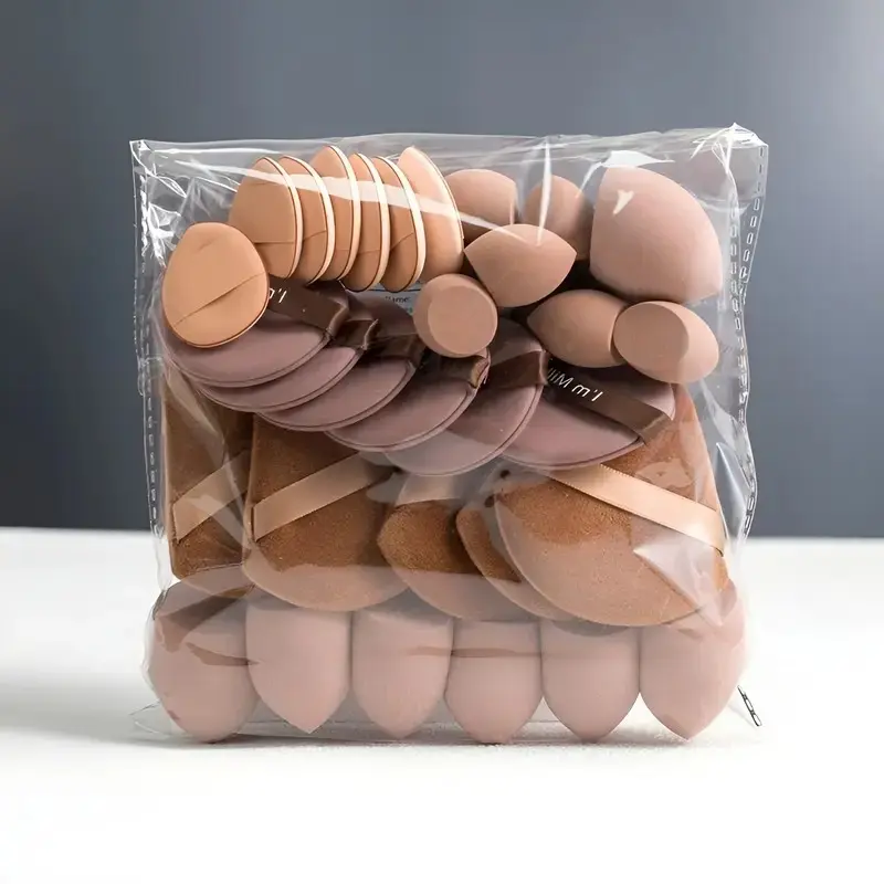 35-Piece Makeup Sponge and Cotton Pad Set, Multi-Texture Velvet Finish, Skin-Friendly, Plant-Based, Cruelty-Free Beauty Tools, Makeup Blender