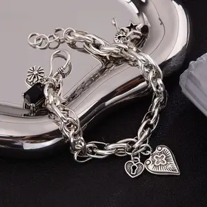 2026 New String Bracelet, Vintage Heart & Cross Pendant Trendy Jewelry for Party & Daily Wear, Ideal Gift for Him & Her