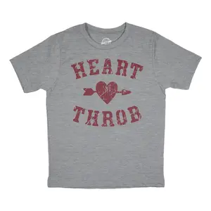 Youth Heart Throb T Shirt Cute Valentines Day T Shirts for Kids Funny T Shirts Love Tops for Kid Novelty Tees for Kids Light Grey
