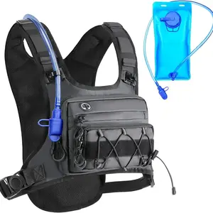Men's and women's tactical chest bag multifunctional running vest with water bag, lightweight and breathable reflective design, adjustable shoulder strap, and mobile phone pocket, perfect for cycling and mountain sports