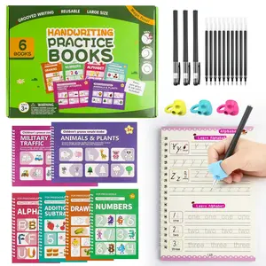 2026 Reusable Grooved Handwriting Workbook for Kids, Learning Materials, 6 Books–Early Elementary, Covers Math, Words, Drawing –Gift for Children Lettering Spiral Notebook school supplies,Back-to-School Gifts