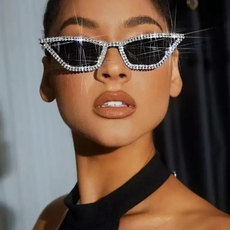 Rhinestone Decorated Sunglasses, Trendy Casual Sunglasses for Everyday Use, Fashion Accessories for Outdoor Activities, Trendy Shades