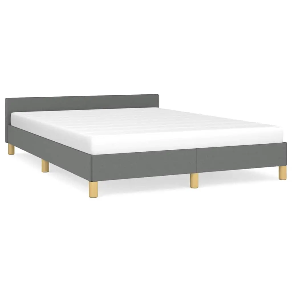 vidaXL Fabric Bed Frame Platform Bed, Scandinavian Style/Slats Support/No Box Spring Needed/Without Mattress/Easy Assembly, Dark Gray Full Bed 347454