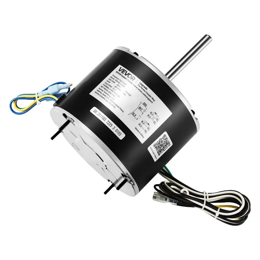 VEVOR 1/4 hp Motor + Cap. Condenser Fan, 825 rpm Speed, 208-230V, Compatible with GE Genteq 5KCP39LFBE31S 5KCP39LFY534AS, Lennox 12Y65 (92W75), Carrier HC39GE242 HB39GQ232, Amana Janitrol 0131M00014PS Capacitor Motor, Compatible Units