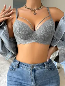 Women's sexy patterned bra, lace design, Adjustable, elegant and generous, with underwire Buckle, gather effect, can be worn in all seasons.