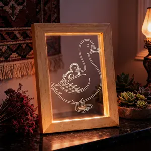 LED Light Up Photo Frame - Duck Family Night Light, Unique Mother Duck & Baby Duck Acrylic Art, Warm Glow Bedside Lamp, Perfect Gift for Family & Couples