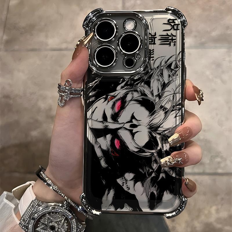 Anime Jujutsu Kaisen Gojo Satoru New Plating Case For iPhone 17 16 15 14 13 12 11 Pro Max Plus Air Shockproof Anti-Fall Armor Smartphone Cellphone Cover Protection Ddw-247Du241111303 Protective Casing Screen Protector