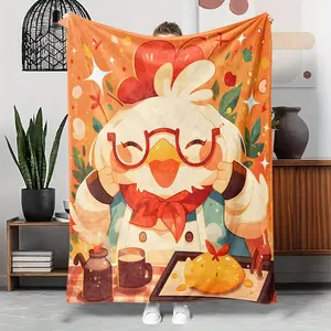 1pcs Autumn Baking Time-Themed Flannel Blanket, Digital Print, Sofa Bed Cover Blanket, Skin-Friendly Soft, Christmas New Year Gift, Suitable For All Year Round
