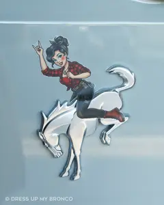 Trail Babe Brunette — Bronco Rear Emblem Vinyl Decal (Off-Road Edition)