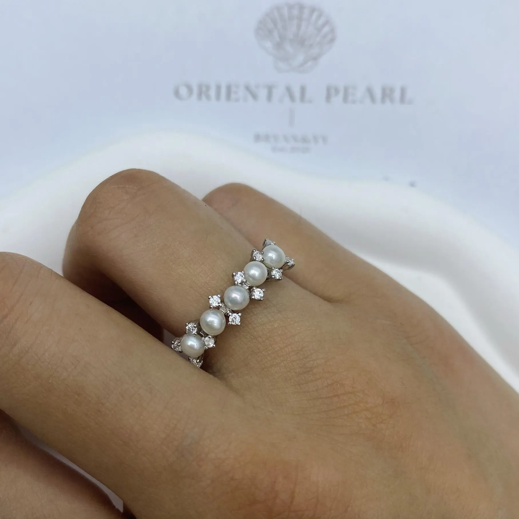 【R03】Classic Series, S925 Adjustable Five Baby Pearl Ring – Perfect for Birthdays, Daily Wear, Engagements, Weddings & Anniversaries