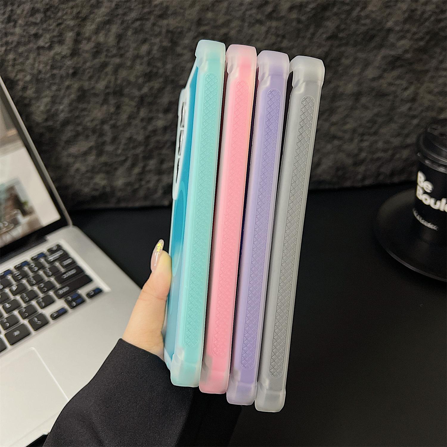 Shockproof Magnetic Double Laser Case for Samsung Galaxy S26 Ultra S25 S24 S23 S22 Plus Wireless Charge Layer Armor Protective Cover, Iridescent Back, Shockproof Cover, Crystal and Corner High-Duty Protection for Girls Women