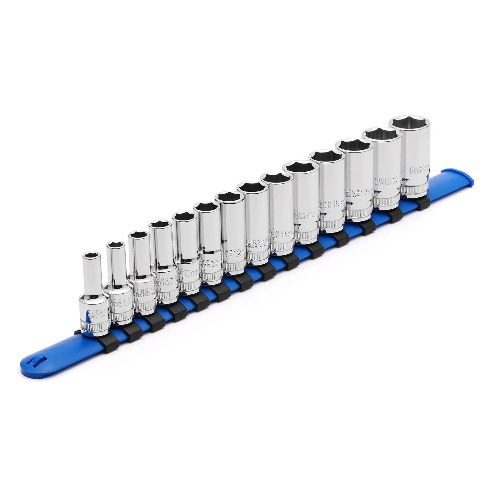 CASOMAN 14PCS 3/8" Drive 6 Pt. Metric Mid-Length Hex Bit Drive Sockets Set, 6-19 mm, Mirror Chrome Finish CR-V Socket Wrench Tool Set for Automotive Mechanics #dealforyourdays, Hex Bit Socket