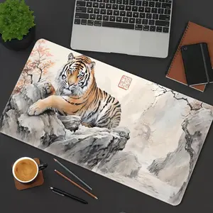 Cool Tiger Pattern Mouse Pad, 1 Count Rectangle Gaming Mouse Pad, Non-Slip Mousepad, Office Desk Keyboard Mouse Mat for Home Office Game Room Desk