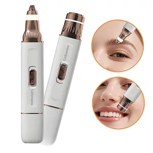 Eyebrow & Facial Trimmer: 2 in1 Rechargeable Facial Hair Removal & Eyebrow Shaver，Painless Shaver with LED Light for Flawless Skin & Makeup Application