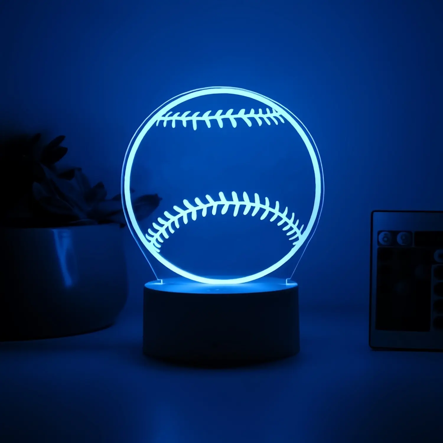 Baseball 3D Night Light, 7 Color Options, Modern USB Powered Desk Lamp, Touch Control, Touch Sensor Light, Polished Surface, Adjustable Atmosphere Light for Office, Bedroom, Home Decor, Led Lighted, Led Mood Light, Atmosphere Lighting
