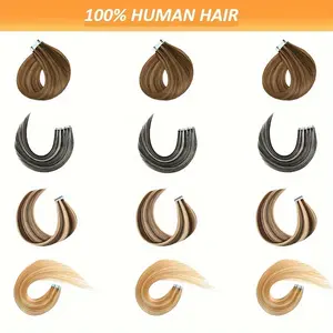 New Fashion Wholesale Tape in Hair Extensions Human Hair Balayage Color Blonde Highlighted Medium Brown P4/613 Remy Hair 18-26 inches 60pcs 90g/3pcs Straight Seamless Light Beige Weft Tape in Human Hair Extensions Piano Color P4/27,P1B/613,P4/613,P27/613