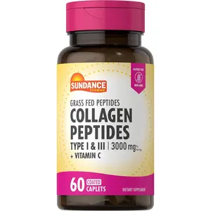 Collagen Peptides Pills 3000mg Type I & II with Vitamin C for Hair Skin Nails & Joint Support, Non-GMO Gluten-Free Collagen Supplement, 60 Count