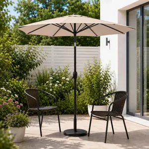 7.5 FT Outdoor Patio Umbrella, Market Sun Shade with Tilt Function & Crank System for Backyard, Garden, Poolside & Deck, Base Not Included