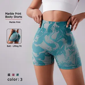 NcmRyu Women's Marble High Waist Workout Shorts Tummy Control Stretchy Yoga Gym Activewear - Functional Stylish Design with 4-Way Stretch Fabric and Seamless High-Rise Waistband women