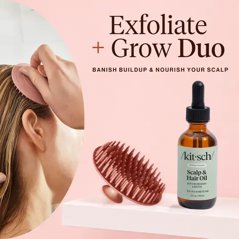 Kitsch Exfoliate + Grow Duo, Scalp Exfoliator & Rosemary Hair Oil with Biotin, Scalp Care & Hair Growth Routine