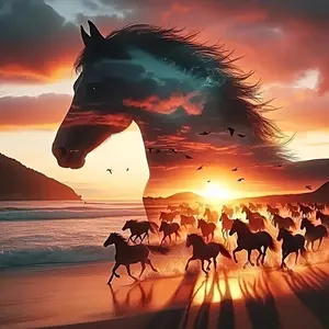 Horse Pattern DIY Diamond Arts Colorful Painting Kit without Frame, 5D Diamond Arts Colorful Painting Kit, Wall Art Decor for Home Living Room Bedroom, Diamond Painting Kits