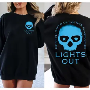 Lights Out 2 Sided Sweatshirt, Bookworm Shirt, Booktok Shirt, Unisex Oversized Womenswear, Book Sweatshirt For Fans