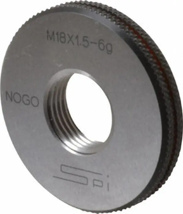 SPI Threaded Ring Gage - M18 x 1.50 Metric Thread, Class 6G No Go, Oil Hardened Non-Shrinking Steel (OHNS), NPL Cert Traceability, Part No. 34-500-9