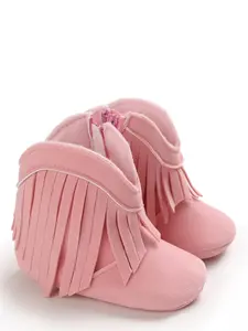 Baby's Solid Color Tassel Decor Boots, Cute Warm Boots for Infant Toddler, Newborn Baby Girls Walking Shoes, Baby Sprinkle Shoes