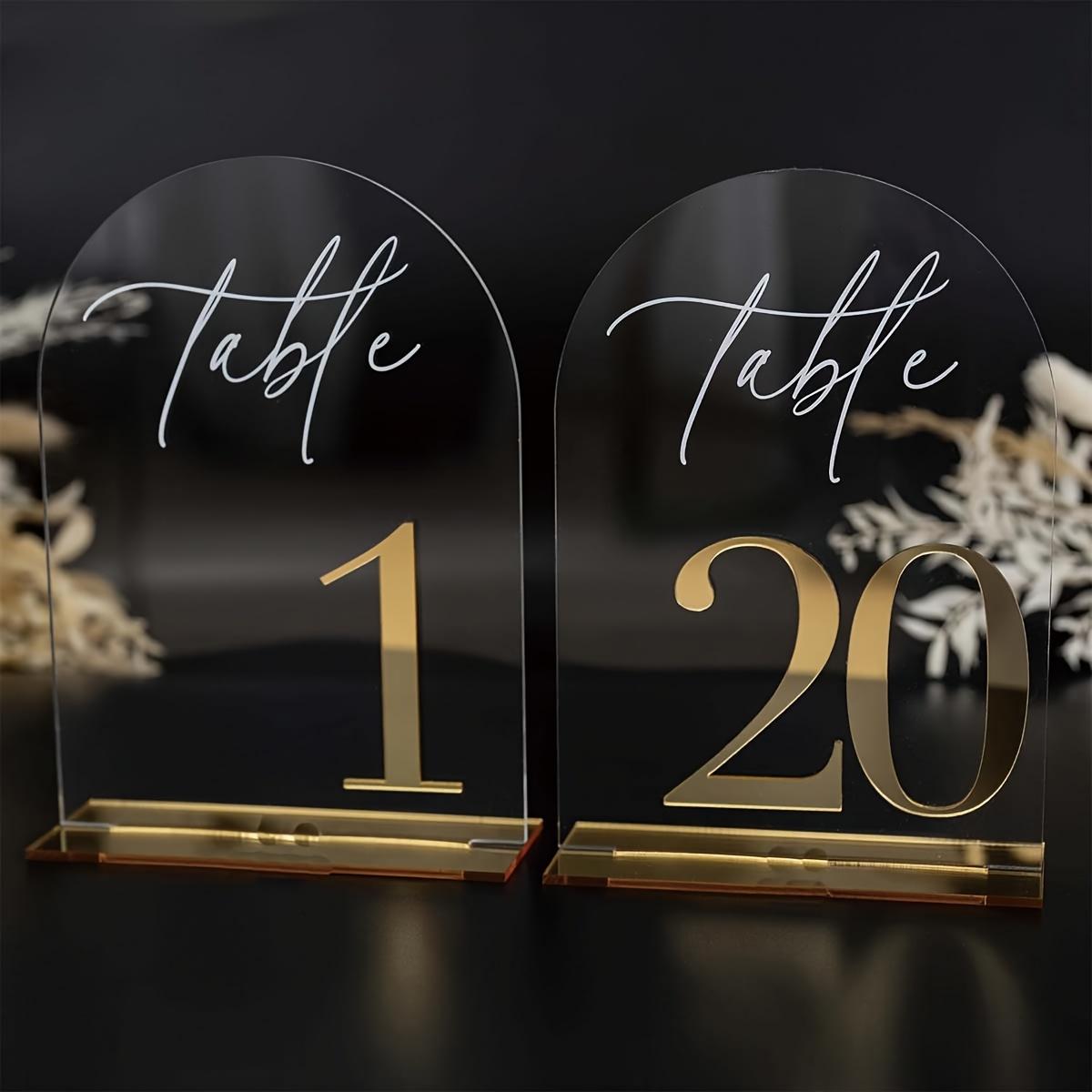ADISEN Beautiful Wedding Reception Numbers Acrylic Table Number, Modern Simple Table Number with Holder,  Banquet Seat Card, Signs, Acrylic Desktop Decoration Clear Arch Table NumbersRestaurant Reservation Number, Wedding Decoration,