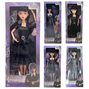 Monster High School Adams Doll Wednesday with Gothic Black Dress Dress Dress Doll Room Decoration Model Children's Toy Gift Doll Accessories