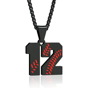 Inspiration Baseball Necklace - Stainless Steel Baseball Chain Number Pendant - Boys & Girls Gift