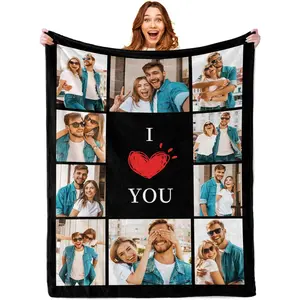 Personalized Picture Blanket for Boyfriend Girlfriend Custom Photo Blanket for Mothers Day Birthday Anniversary Super Soft Anti Static Flannel Throw 30x40 to 60x80 inches Vibrant Printed Design Machine Washable