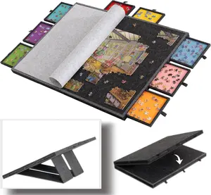 2000 Piece Tilting & Foldable Puzzle Board with 8 Colored Drawers & Cover, Adjustable Lightweight Puzzle Plateau with Built-in Stands, Portable Jigsaw Puzzle Table with Storage for Adults,puzzle organizer,Best Holiday/Weekend Gift, Best Birthday Gift