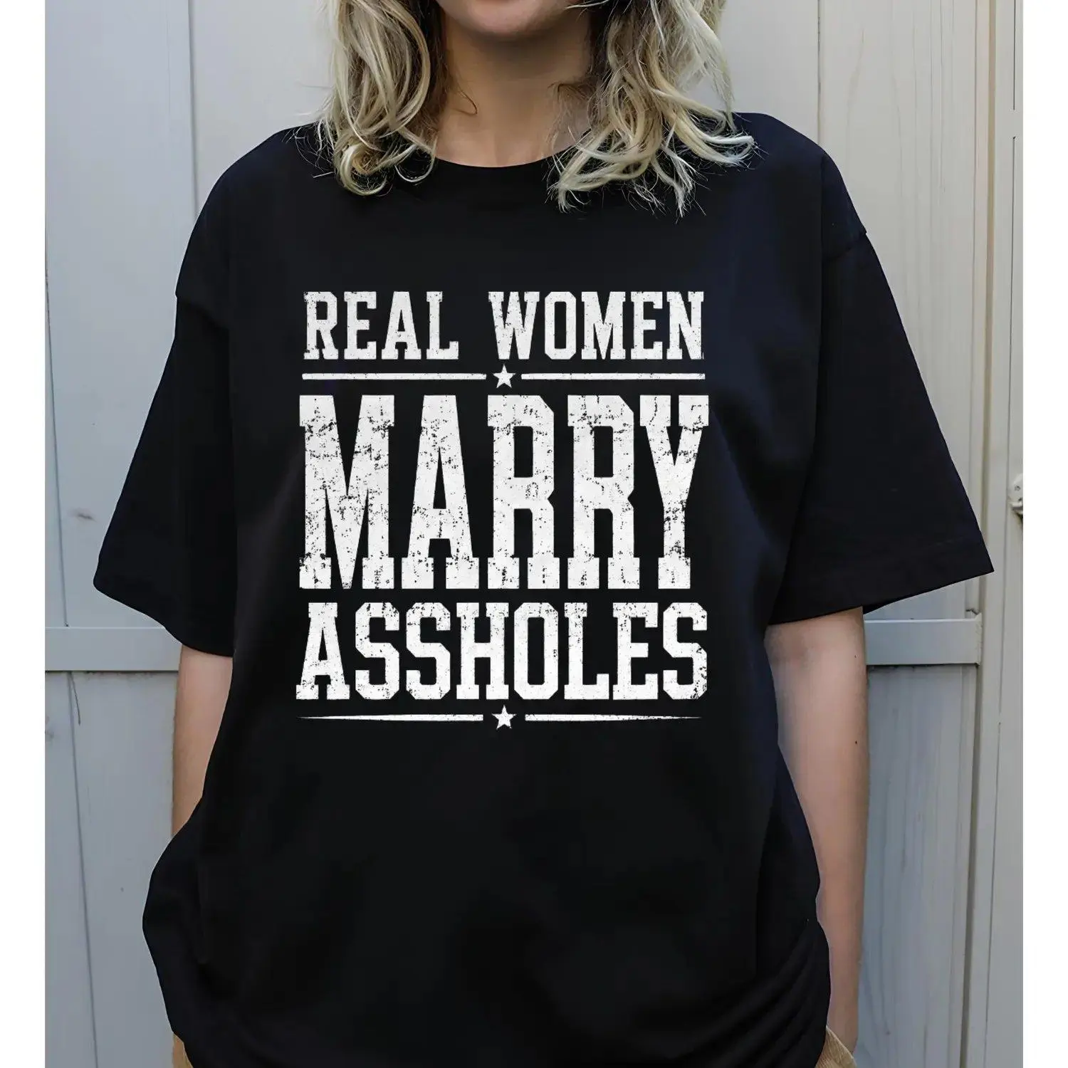 Funny Wife Shirt Real Marry Graphic Tee Sarcastic Marriage Humor Mens Short Sleeve T Shirt Casual Comfortable Fashionable Apparel