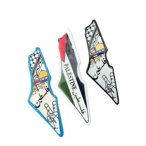 Handcrafted Ceramic Magnet 2" Tall Compact Fridge Decor with Palestinian Map Design for Cultural Display & Organization Decoration Magnetic