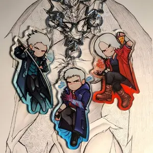 Devil May Cry Keychains - Dante, Nero & Vergil, perfect for bags, keys, or as a gift for friends.