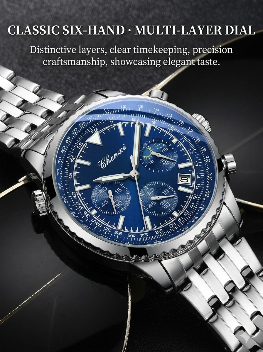 CHENXI Premium Men's Fashion Watch - High Quality Luminous Quartz Movement Multifunctional Water Resistant Sport Business Wristwatch