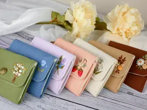Floral Fabric Wallet, Embroidered Tri-Fold Wallet, Card Holder, Gift For Her, Women Wallet, 100% Handmade