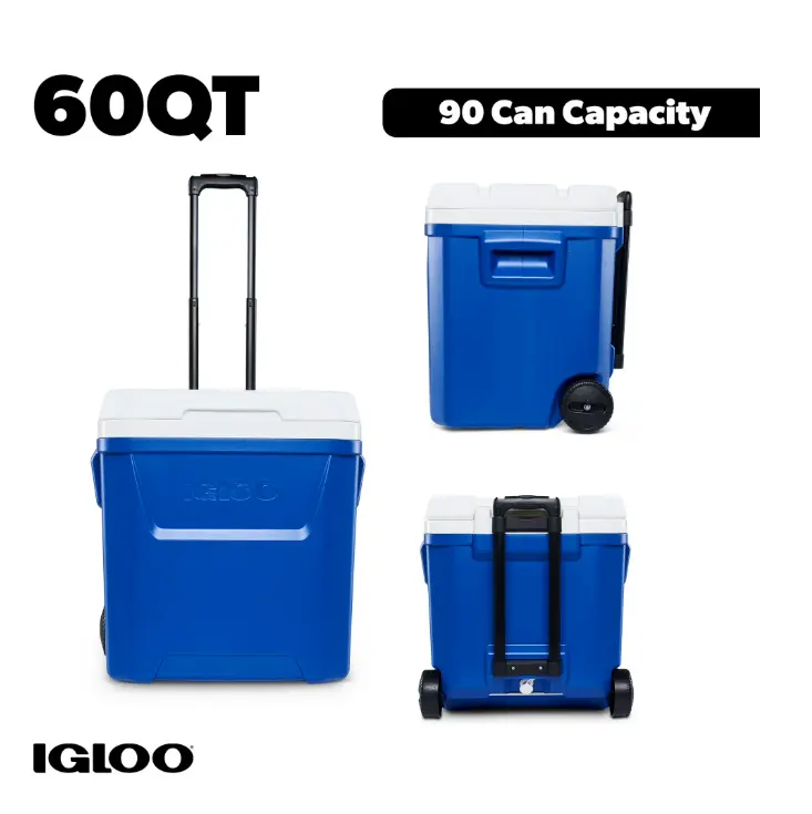 Igloo 60 QT Laguna Ice Chest Cooler with Wheels, Blue