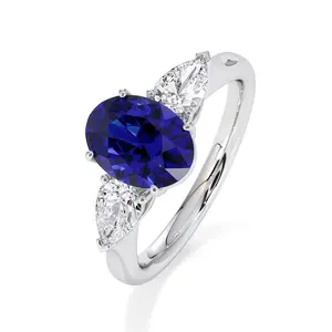 The Royal Trilogy : Tanzanite & Moissanite Ring