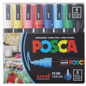 Uni Posca 5M Medium Paint Marker Basics Set, 8pk