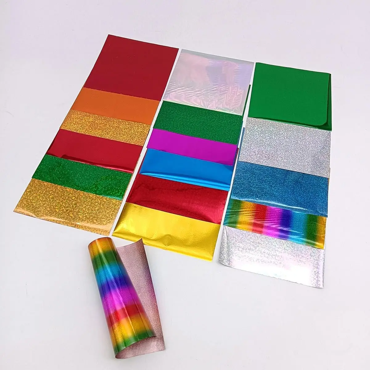 102 Sheets 17 Colors Holographic Heat Transfer Craft Foil Film - Reactive Foil Transfer for Handmade Craft Accessories