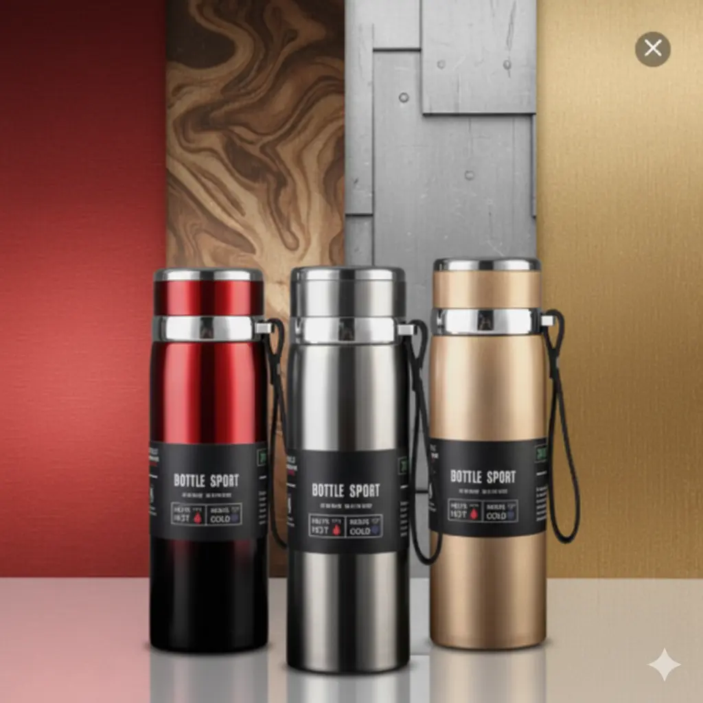 Insulated Stainless Steel Sport Water Bottle - 24H Hot & Cold Vacuum Flask, Leak-Proof Thermos with Carrying Strap for Gym, Travel & Outdoors