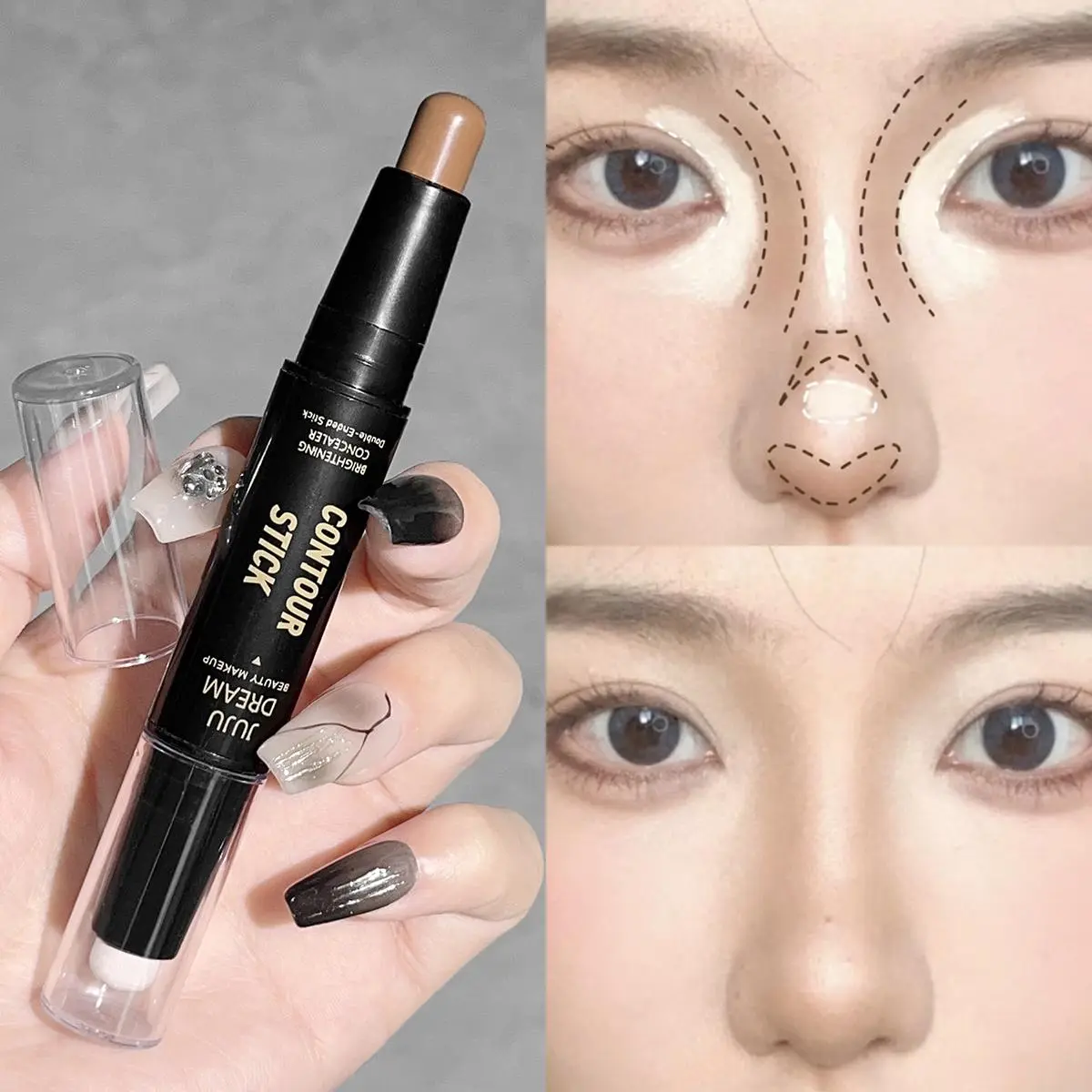 Dual-ended highlighter wand 2-in-1 concealer pen natural three-dimensional shadow wand