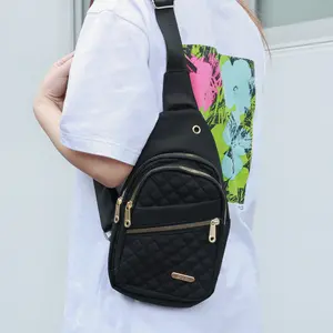 Women's Solid Color Minimalist Quilted Design Fanny Pack, Fashionable Sling Bag For Daily Used For Women & Girls,  Multiple Pocket Design For Daily Wear and festival